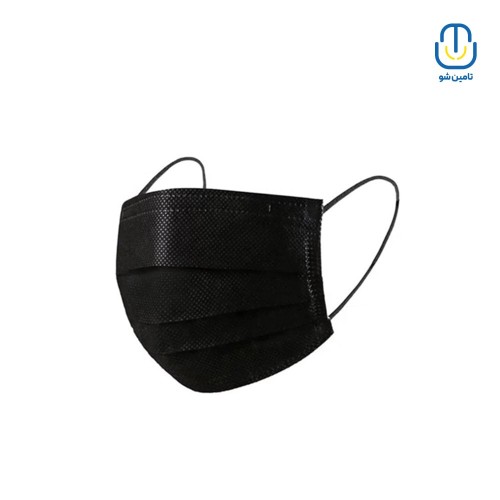 ماسک سه لایه کشدار دنکال ملتبلون دار مشکی بسته ۵۰ عددی