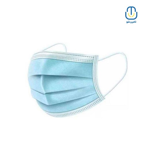 ماسک سه لایه کشدار دنکال ملتبلون دار آبی بسته ۵ عددی
