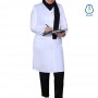 روپوش پزشکی زنانه ترمه مدل زیپ مخفی سفید  سایز ۳۴